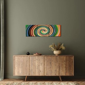 Absztrakt kép - színes spirál (órával) (90x30 cm)