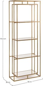 Aranyszínű acél könyvespolc 68x172,5x28 cm Elenor – Bizzotto