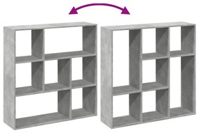 betonszürke szerelt fa elválasztó könyvespolc 102x29x103,5 cm