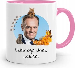 Donald Tusk Rózsaszín Bögre Platform Ajándék fényképes nyomtatással