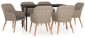 vidaXL 7 részes barna kerti étkezőgarnitúra párnákkal