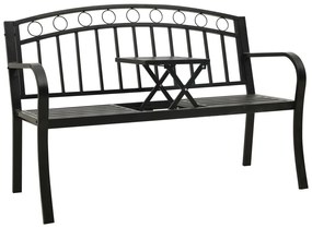 vidaXL fekete acél kerti pad asztallal 125 cm