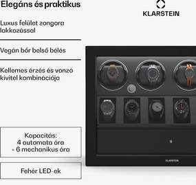 Klarstein ChronoVault óratekercselő, 4+6 óra, vegán, magas fényű, 4 üzemmód, Mabuchi motor, LED, aljzat