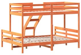viaszbarna tömör fenyőfa emeletes ágy 80 x 200/140 x 200 cm