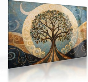Üveg kép – Életfa és spirálok (70x50 cm)