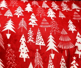 Mikroplüss ágyneműhuzat CHRISTMAS TREES piros Ágyneműhuzat mérete: 2 ks 70 x 90 cm | 200 x 220 cm