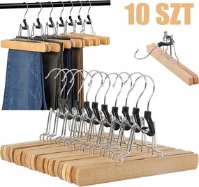10 Db Fa Nadrágakasztó Akasztóval Csúszásgátló Akasztók
