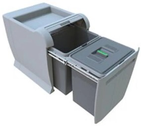 Hulladékgyűjtő Elletipi CITY BOX, szürke – 2 rekeszes, 1 fedéllel, fix tetővel, 2*18L