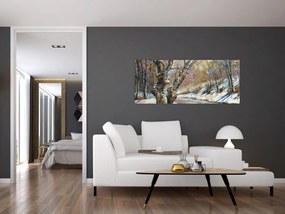 Egy festett téli táj képe (120x50 cm)