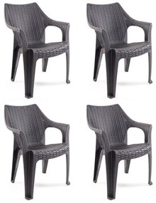 Tavira rattan hatású kerti szék Antracit-Barna - 4 DB N