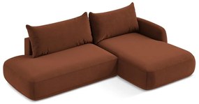 Terrakotta színű kinyitható sarokkanapé (jobb oldali-heverő résszel) Hale – Makamii