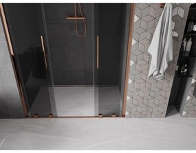 Mexen Velar Duo, tolózuhanyajtó nyitáshoz 160 cm, 8mm szürke üveg, rózsaszín arany, 871-160-000-42-60