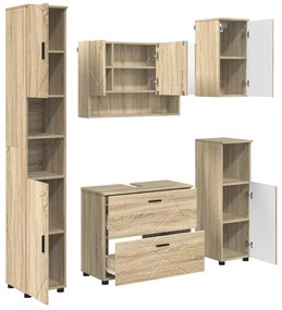 Fürdőszoba bútor szett 5 pcs sonoma tölgy 30 x 35 x 192 cm