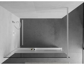 Mexen Kioto+, Walk-In zuhanyparaván polccal és akasztóval 80 x 200 cm, 8 mm átlátszó matt üveg, fehér profil, 800-080-121-20-35