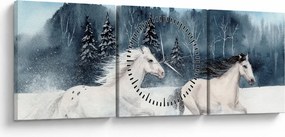 Festett lovak képe (órával) (90x30 cm)