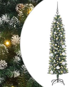 vidaXL Mű Karcsú Karácsonyi Fa 150 LED-del Zöld és Fehér 150 cm