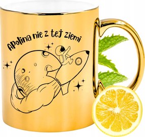 Prémium Arany Csillogó Bögre Apolina Ajándék Nyomtatott Fotóval