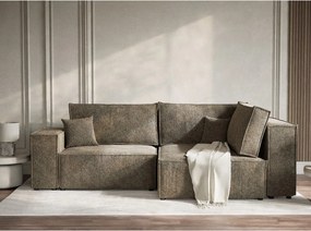 Barna zsenília kinyitható-tárolóhelyes sarokkanapé (jobb oldali-L alakú) Tonga – Maison de Rêve