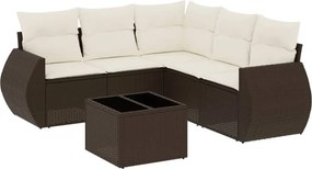 vidaXL 6 részes barna polyrattan kerti ülőgarnitúra párnával