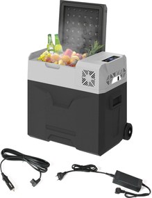 HOMCOM 50 Literes Kompresszor Hűtő Elektromos Hűtő -20°C-ig Mini Hűtő ECO Móddal, Csatlakoztatási Hűtési Funkcióval, Hűtődoboz 12/230 Voltra Autóhoz,