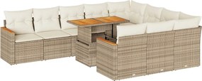 vidaXL 11 részes bézs polyrattan akácfa kerti ülőgarnitúra párnákkal