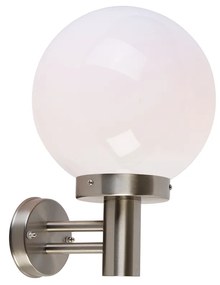 Modern kültéri fali lámpa rozsdamentes acél műanyag gömbbel IP44 - Sfera