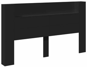 Fejtámla LED -es lámpákkal Fekete 180 x 16,5 x 103,5 cm Faanyag