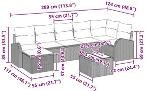 8 darabos kert kanapészett párnákkal szürke poli rattan