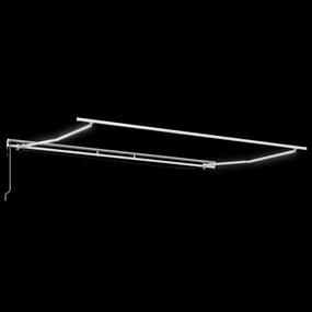 Automata Behúzható Napellenző LED-del, Piros és Fehér Csíkos 450x300 cm