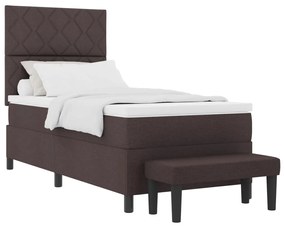 Box Spring Ágy Matrac és Pad Sötétbarna 100x200 cm Szövet