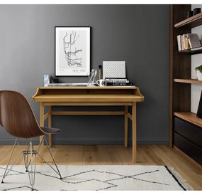 Szekreter típusú íróasztal tölgyfa dekorral 44x115 cm Carteret – Woodman