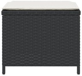 4 db fekete polyrattan kerti szék párnákkal 40 x 40 x 35 cm