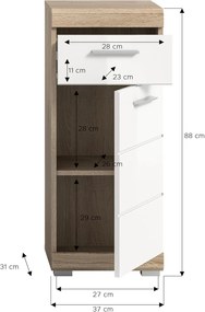 Lambada fürdőszoba szekrény sonoma tölgy/fehér