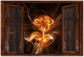 Poszterek 60x40 Lángoló fraktál rózsa