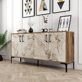 Konzolasztal Kiev 160 - Diós, Fehér Marble