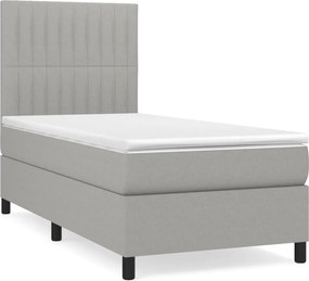 vidaXL világosszürke szövet rugós ágy matraccal 90x190 cm