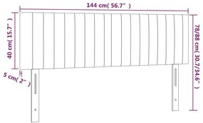 fekete szövet LED-es fejtámla 144x5x78/88 cm