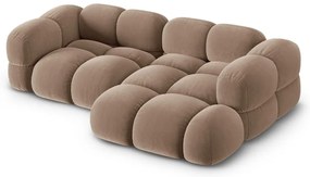 Barna bársony sarokkanapé (jobb oldali-heverő résszel) Loretto – Cosmopolitan Design