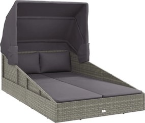 vidaXL szürke polyrattan napágy összecsukható tetővel 200x114x128 cm