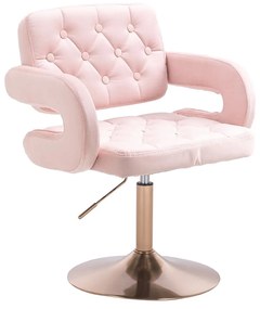 HR8403 Púderrózsaszín modern velúr szék arany lábbal
