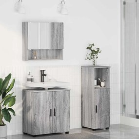 Fürdőszoba bútor szett 3 pcs Szürke sonoma 61 x 35 x 64 cm