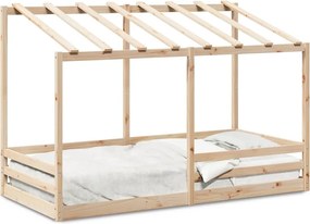 vidaXL tömör fenyőfa gyerekágy tetővel 80 x 200 cm