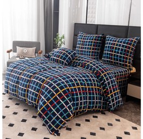 Mikroplüss ágyneműhuzat GRID sötétkék Ágyneműhuzat mérete: 2 db 70 x 90 cm | 200 x 220 cm