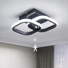 Lampa Sufitowa Z Czujnikiem Ruchu Wiszaca Czarna 6500K Nowoczesna Do Salonu