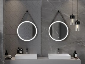 Mexen Reni, LED fürdõszobai tükör háttérvilágítással 60x60 cm, 6000K, fekete keret, páramentes, 9812-060-060-611-70