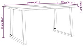 tömör akácfa étkezőasztal természetes éllel 160 x 80 x 75 cm