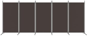 5 paneles barna szövet térelválasztó 433 x 180 cm