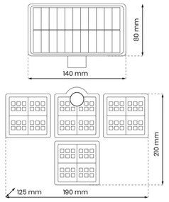 LED Napelemes reflektor mozgás- és szürkületérzékelővel 30W/3,7V 2400 mAh IP47 + távirányító