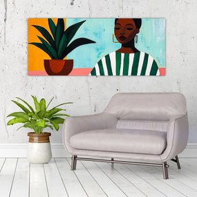 Kép - Nő virággal (120x50 cm)
