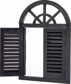 Dekorációs tükör nyitható redőnyökkel, fekete színű redőnyök